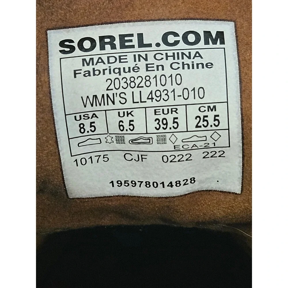 Sorel Joan of Arctic Wedge II PDX Boots Womens 8.5 Black Waterproof Lace Up